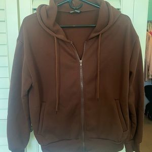 Shein Brown Zip-up Hoodie